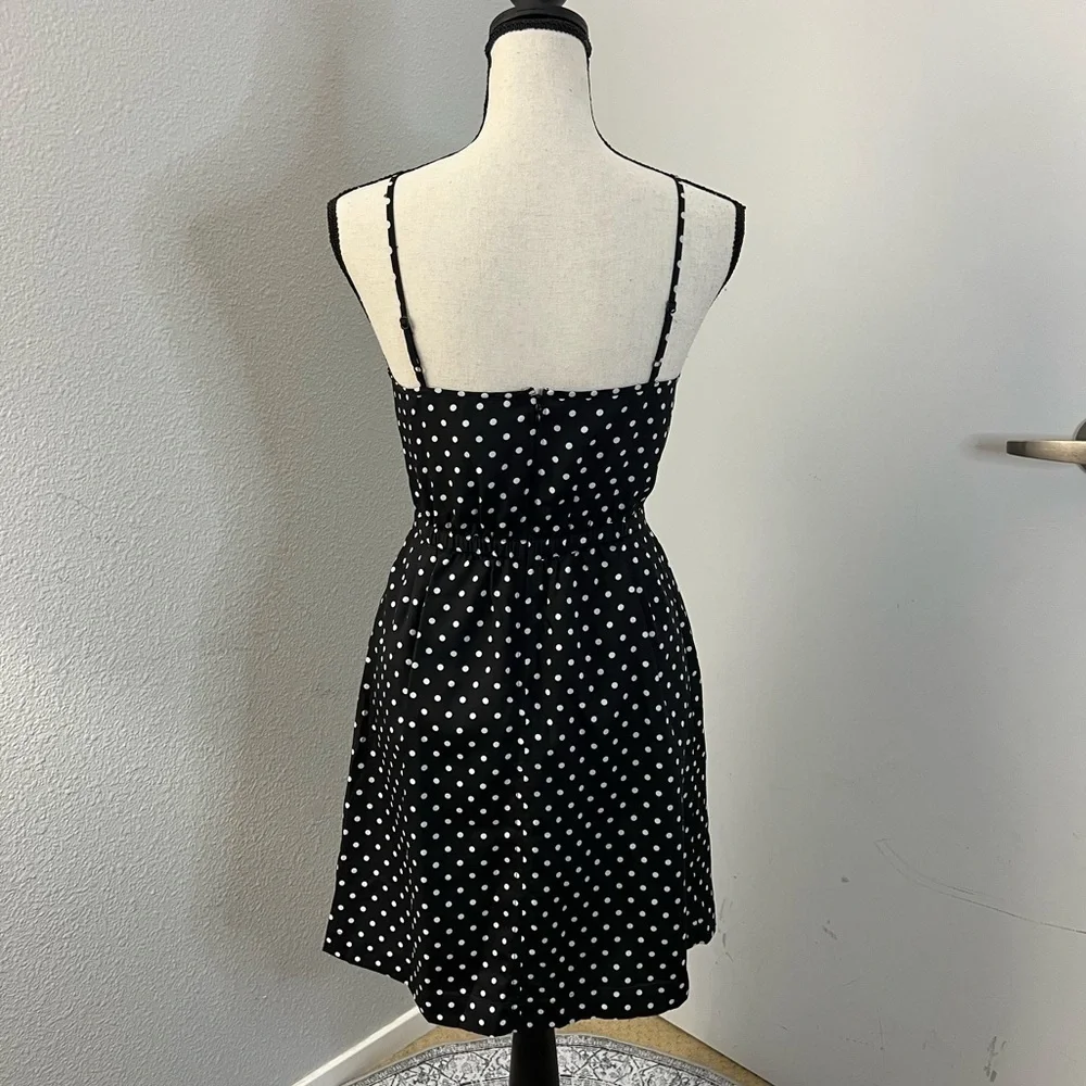 J.Crew Black & WhitePolka Dot Adjustable Spaghetti Strap Dress - Size 00
